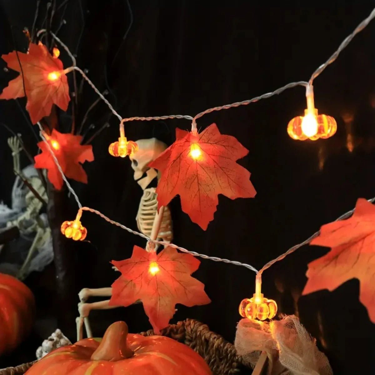 LED-Lichtsnoer Herfstbladeren & Pompoenen 3m – Warmwit Sfeerverlichting Decoratie voor Binnen & Buiten | Sulvida