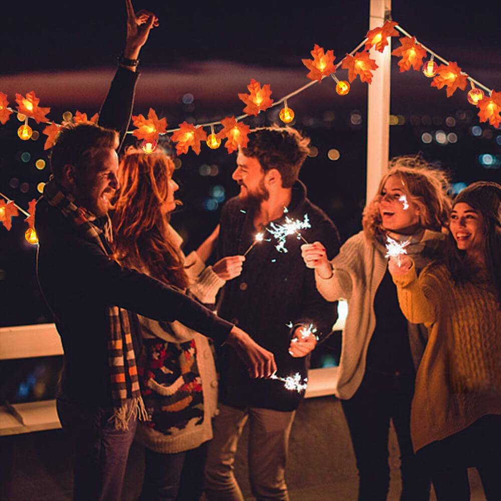 LED-Lichtsnoer Herfstbladeren & Pompoenen 3m – Warmwit Sfeerverlichting Decoratie voor Binnen & Buiten | Sulvida