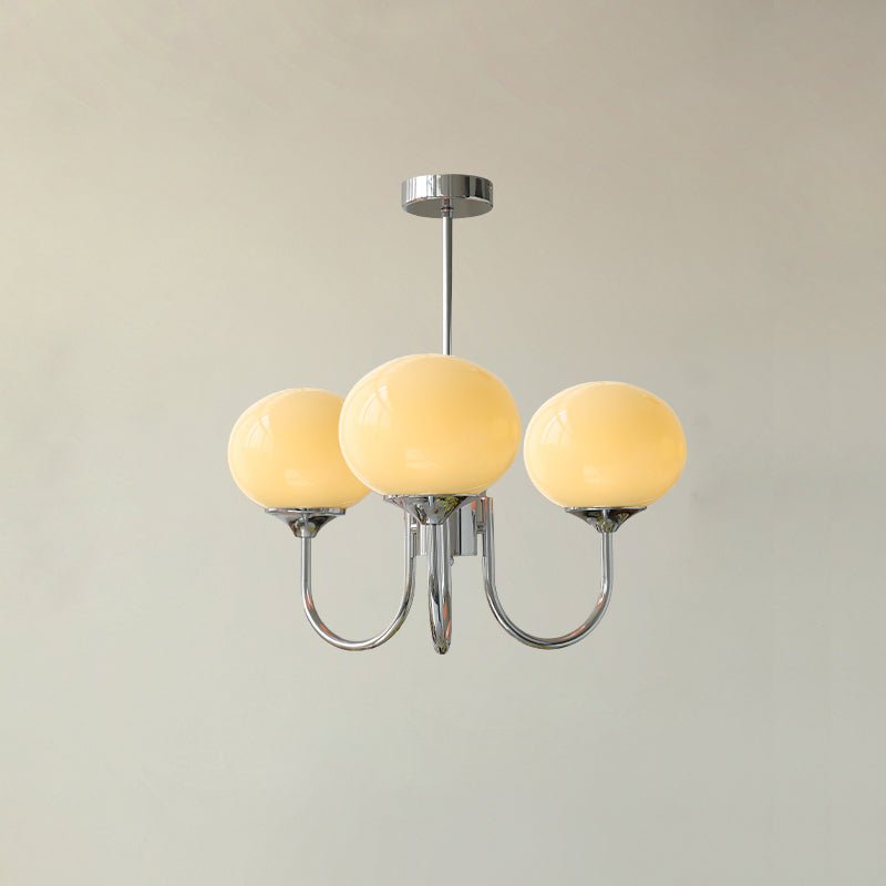 Glazen kroonluchter met metalen armatuur ø46cm & ø67cm 3 of 5 lichtpunten roze wit crème koper chroom | Sulvida