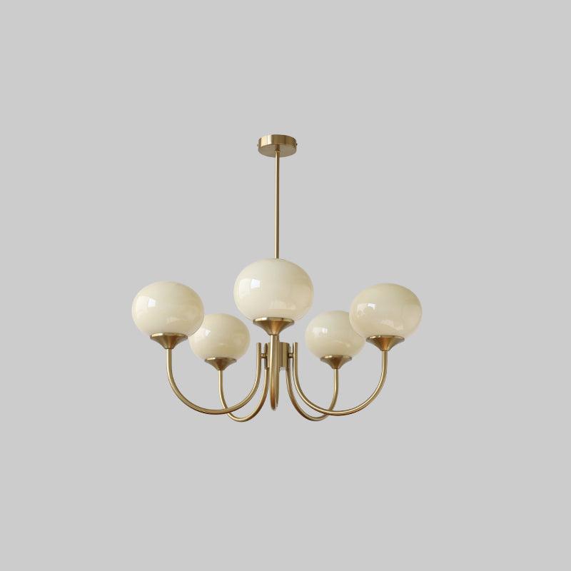 Glazen kroonluchter met metalen armatuur ø46cm & ø67cm 3 of 5 lichtpunten roze wit crème koper chroom | Sulvida