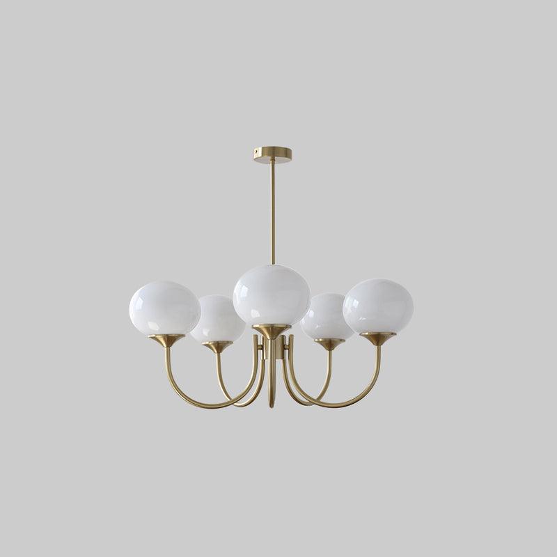 Glazen kroonluchter met metalen armatuur ø46cm & ø67cm 3 of 5 lichtpunten roze wit crème koper chroom | Sulvida