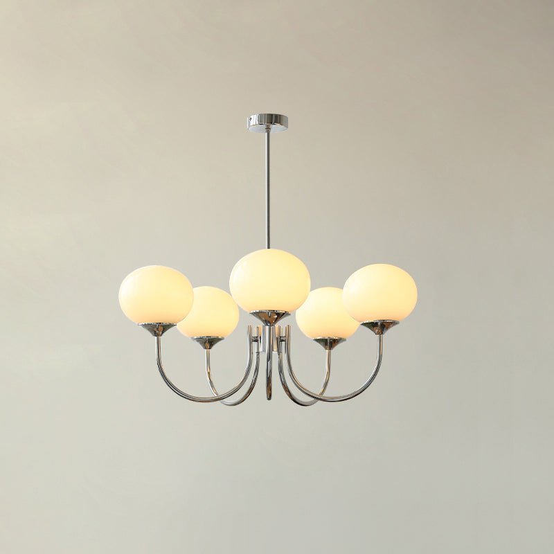 Glazen kroonluchter met metalen armatuur ø46cm & ø67cm 3 of 5 lichtpunten roze wit crème koper chroom | Sulvida