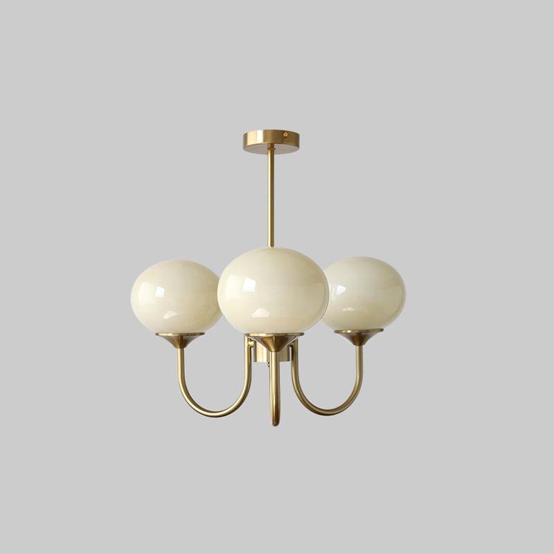 Glazen kroonluchter met metalen armatuur ø46cm & ø67cm 3 of 5 lichtpunten roze wit crème koper chroom | Sulvida