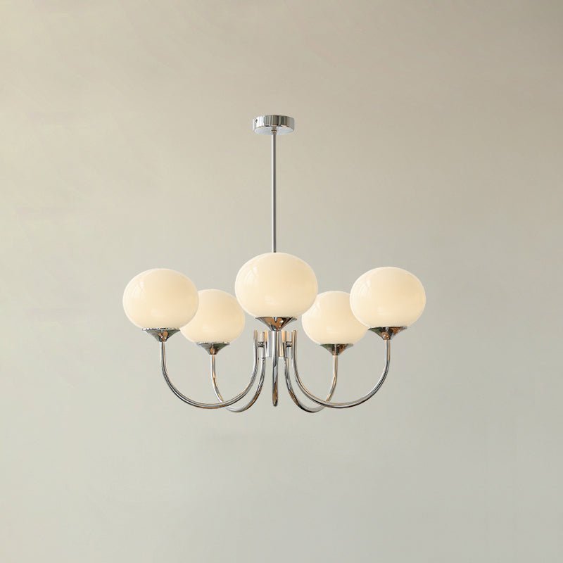 Glazen kroonluchter met metalen armatuur ø46cm & ø67cm 3 of 5 lichtpunten roze wit crème koper chroom | Sulvida