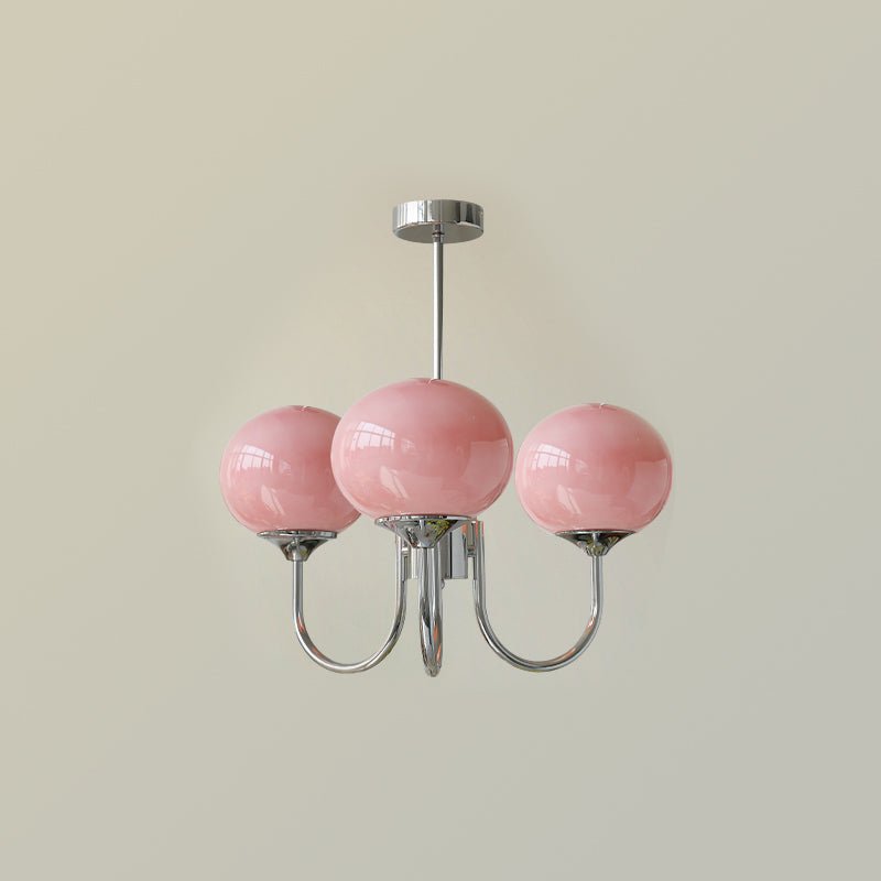 Glazen kroonluchter met metalen armatuur ø46cm & ø67cm 3 of 5 lichtpunten roze wit crème koper chroom | Sulvida