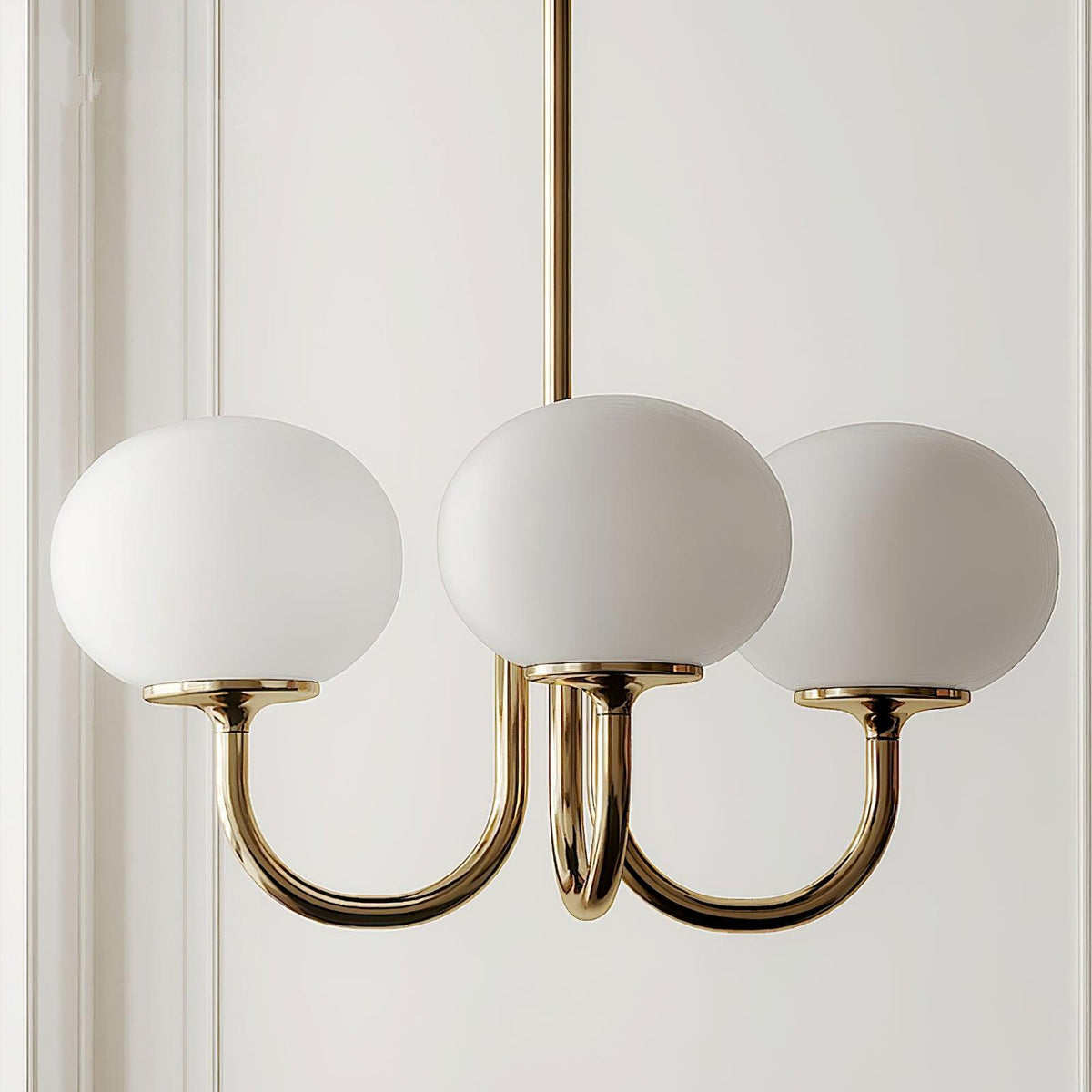Glazen kroonluchter met metalen armatuur ø46cm & ø67cm 3 of 5 lichtpunten roze wit crème koper chroom | Sulvida