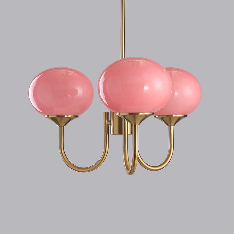Glazen kroonluchter met metalen armatuur ø46cm & ø67cm 3 of 5 lichtpunten roze wit crème koper chroom | Sulvida