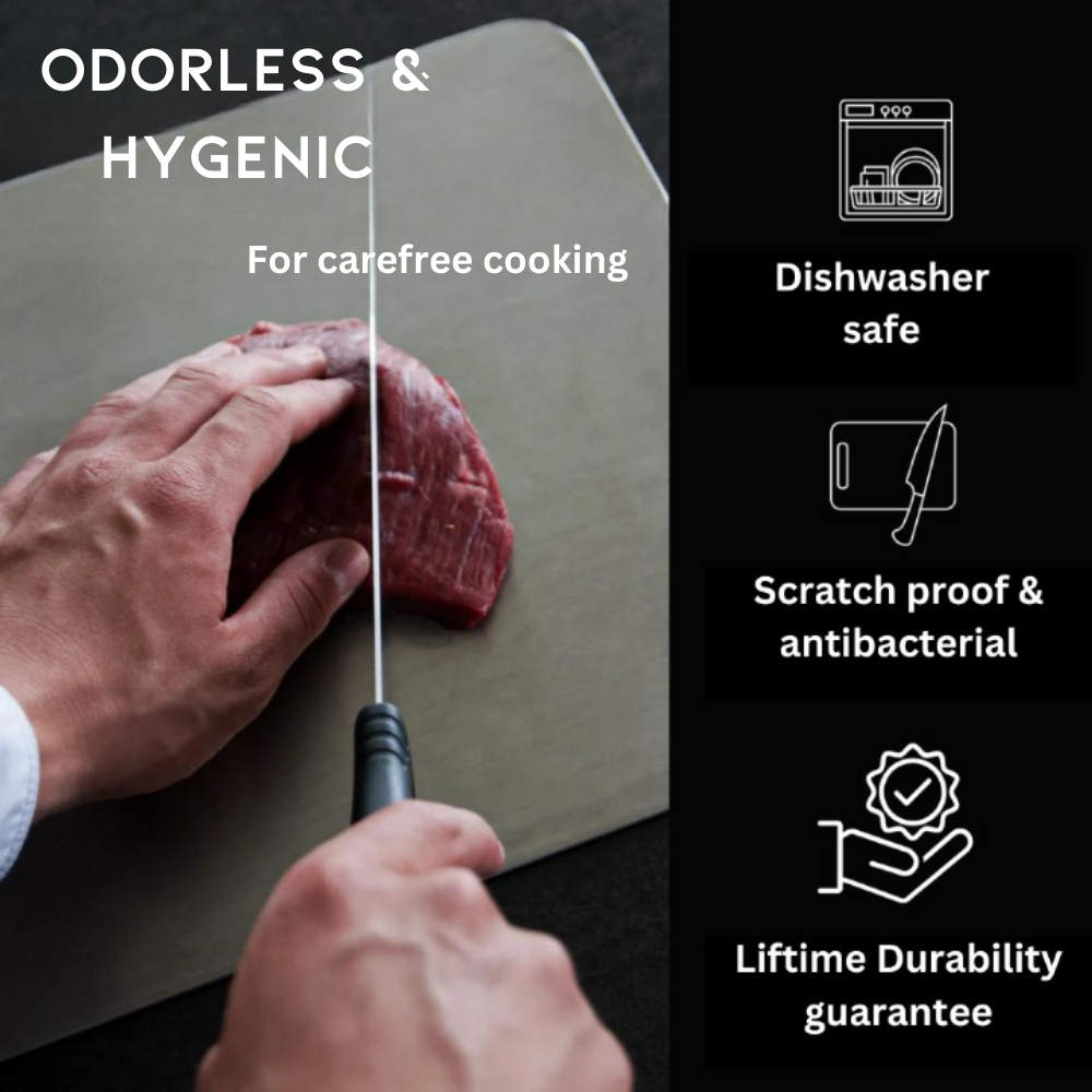 Titanium Snijplank met Antibacteriële Oppervlak – Hygiënisch Duurzaam Keukengereedschap Modern Design | Sulvida