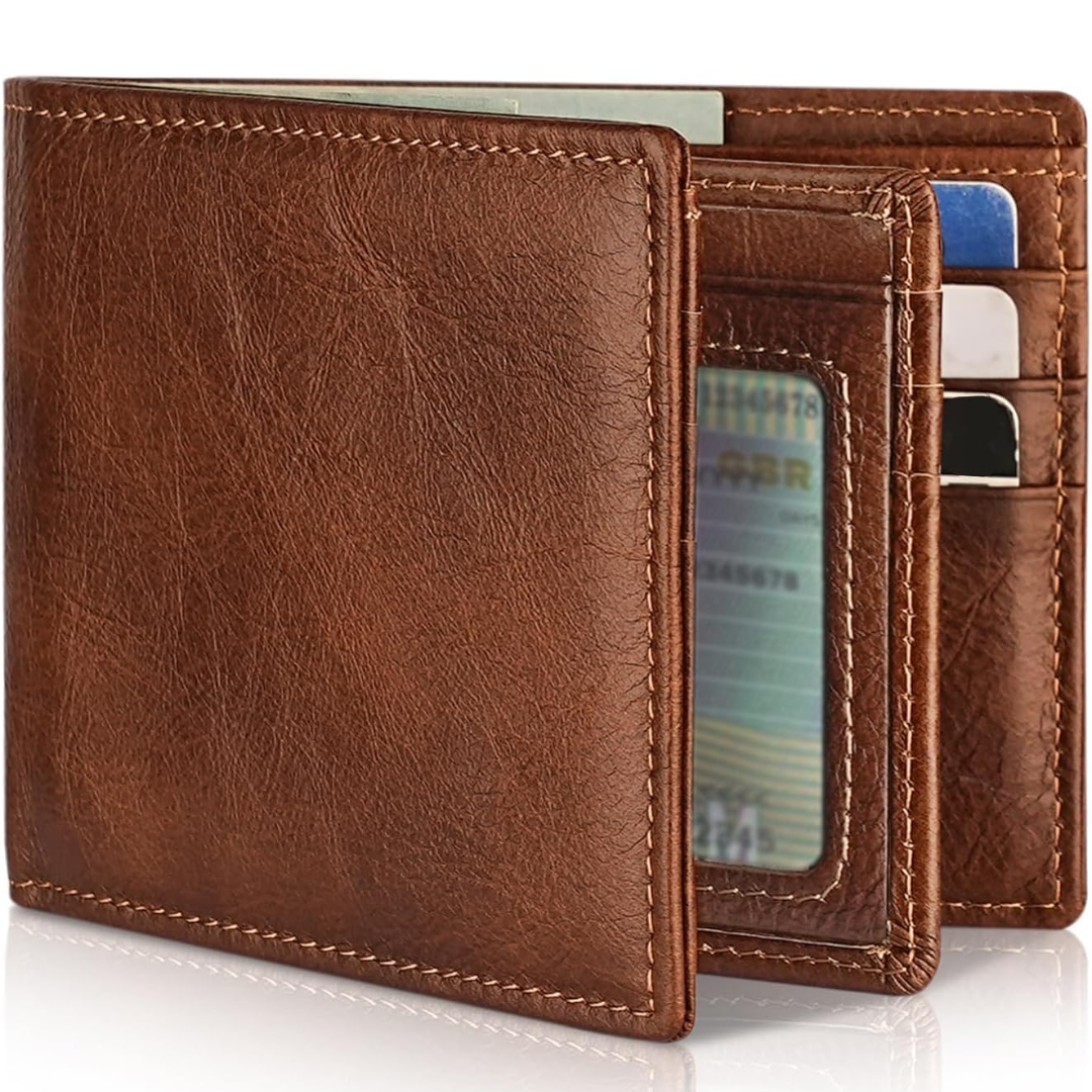 Portemonnee Leer RFID Blokkering Heren Bifold Bruin Zwart Donkerbruin Pasjeshouder ID-Venster Compact | Sulvida