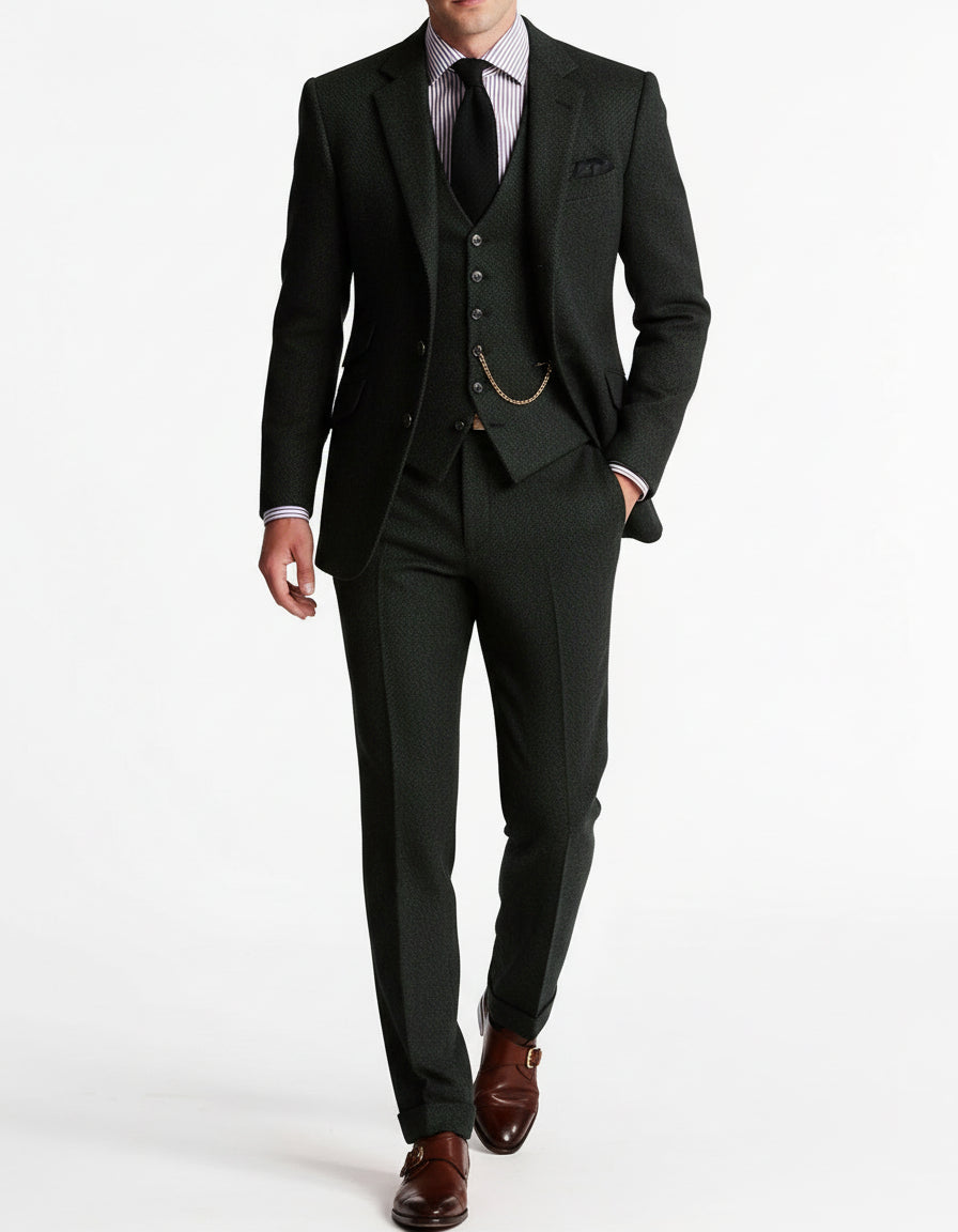 Driedelig Tweedpak Heren Klassiek Colbert Vest Pantalon Formele Gelegenheid Bruiloft Zakelijk Herenkostuum | Sulvida