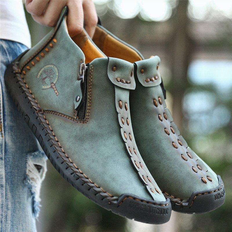 Handgemaakte Herenschoenen met Antislipzool en Ritssluiting Casual Laarzen Premium Comfortlaarzen Heren | Sulvida