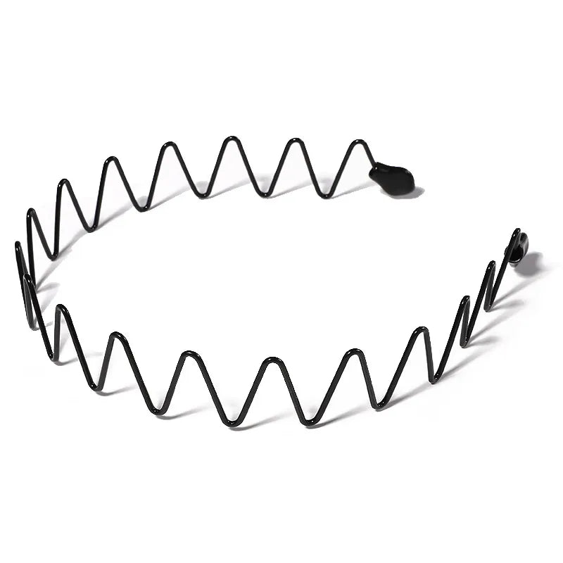 Metalen Haarband voor Heren Set 6 Stuks Golvend Zigzag Spiraal Design Antislip Klassiek Zwart Haaraccessoire | Sulvida