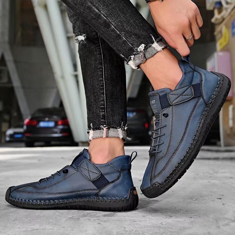 Orthopedische Herenschoenen Comfort Dagelijks Blauw Groen Zwart Kaki Slip-on Voetsteun Antislip Loopschoenen | Sulvida