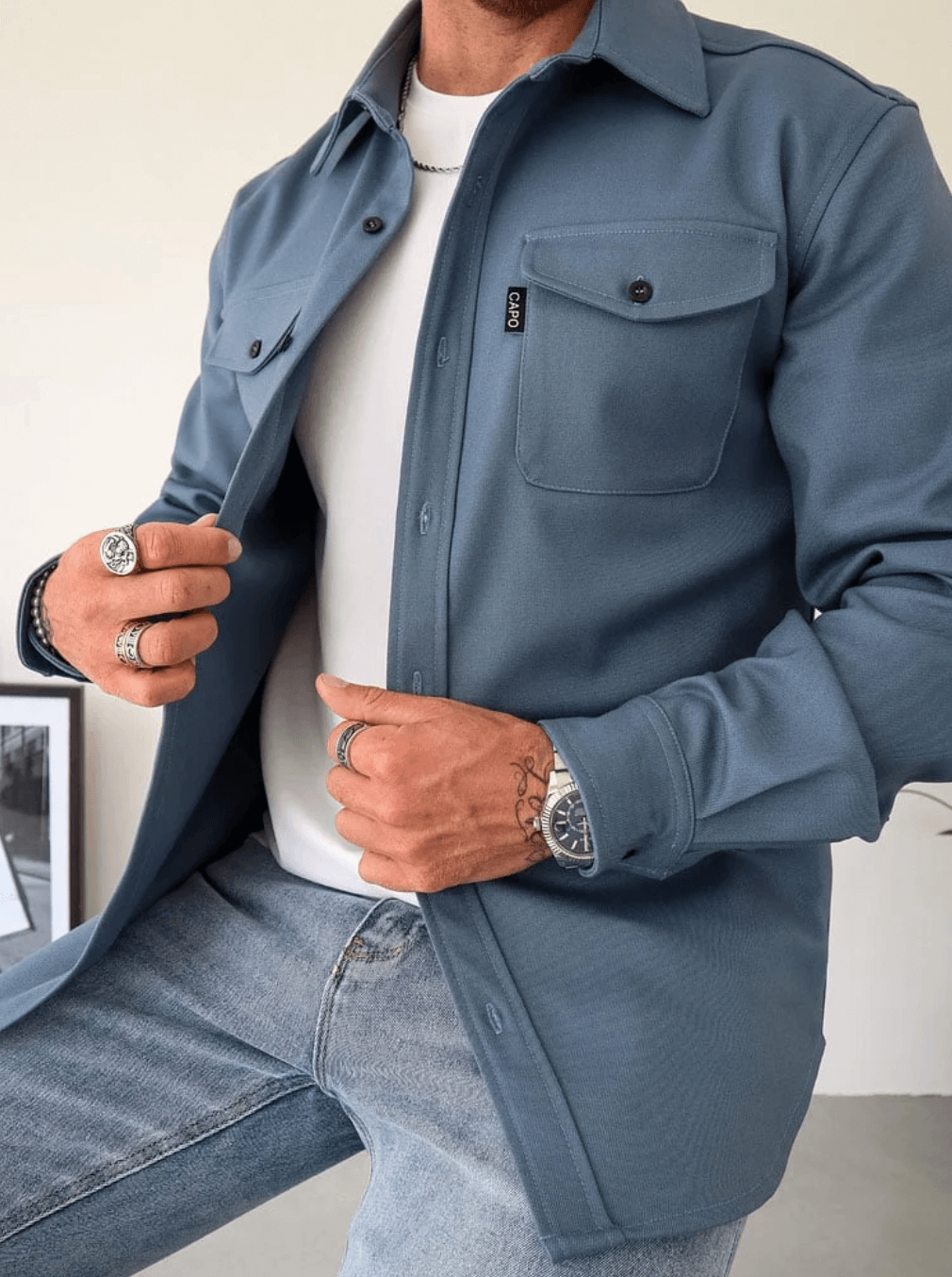 Modern Fit Overhemdjack voor Heren Stijlvol Comfortabel Casual Shirt met Dubbele Borstzakken en Knoopsluiting | Sulvida