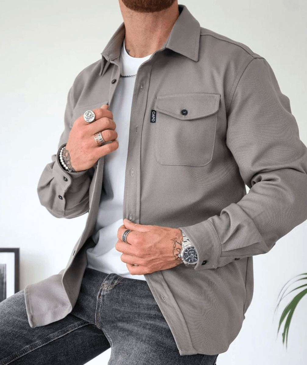 Modern Fit Overhemdjack voor Heren Stijlvol Comfortabel Casual Shirt met Dubbele Borstzakken en Knoopsluiting | Sulvida