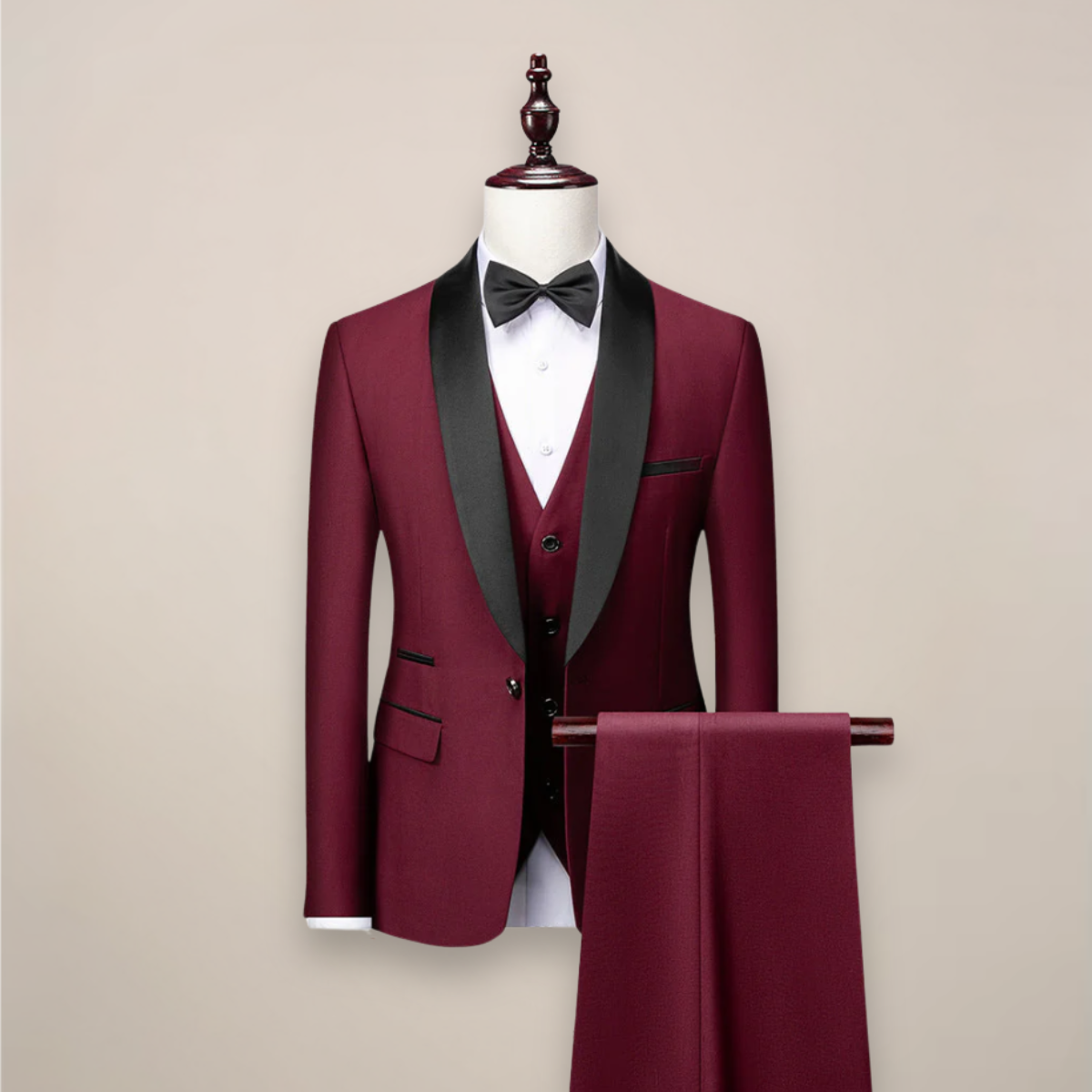 Driedelig Smokingkostuum voor Heren Modern Getailleerd Zwart Navy Grijs Rood met Vest Pantalon Bruiloft | Sulvida