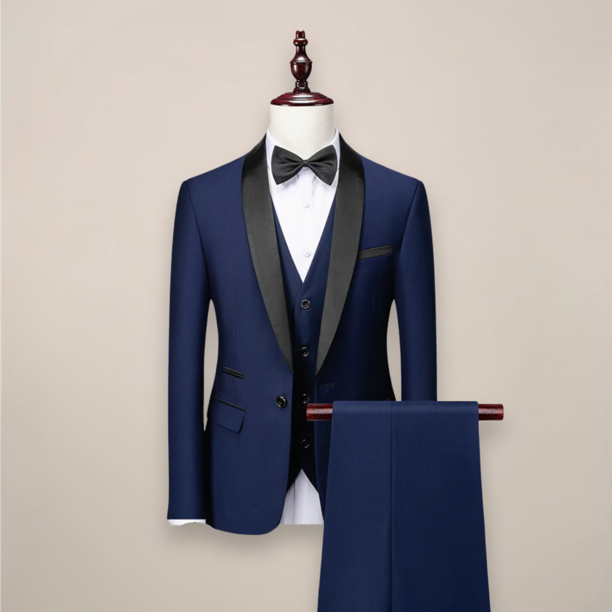 Driedelig Smokingkostuum voor Heren Modern Getailleerd Zwart Navy Grijs Rood met Vest Pantalon Bruiloft | Sulvida