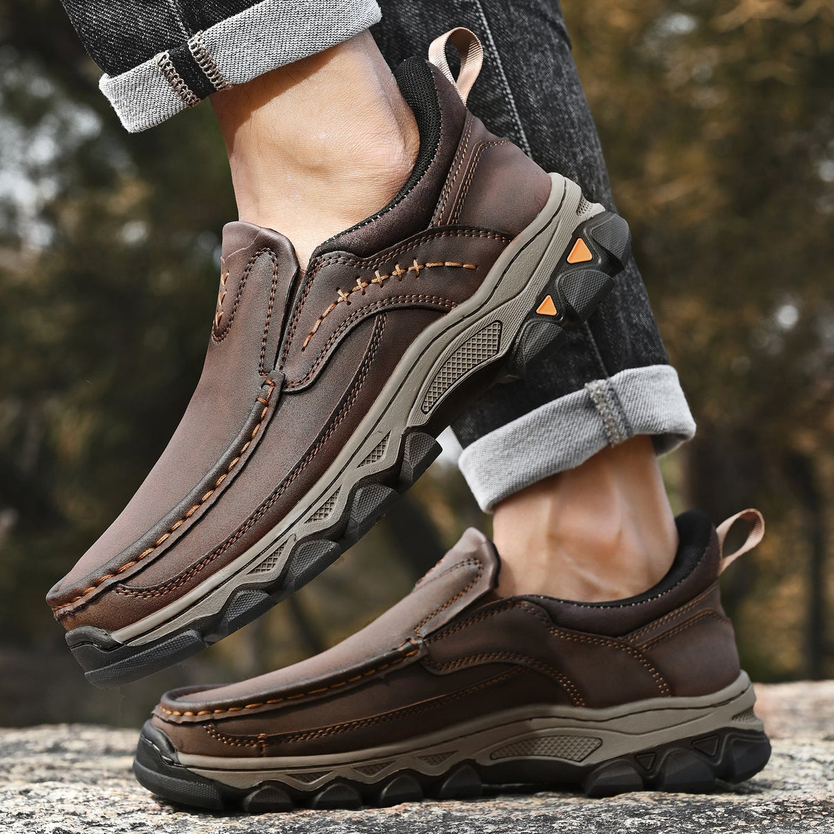 Orthopedische Instappers Heren Loopschoenen Comfortabel Casual Lichtbruin Donkerbruin Zwart Dagelijks | Sulvida