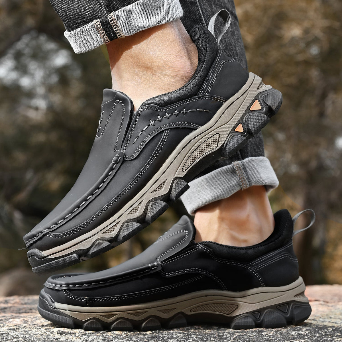 Orthopedische Instappers Heren Loopschoenen Comfortabel Casual Lichtbruin Donkerbruin Zwart Dagelijks | Sulvida