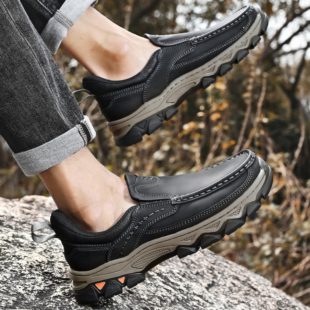 Orthopedische Instappers Heren Loopschoenen Comfortabel Casual Lichtbruin Donkerbruin Zwart Dagelijks | Sulvida