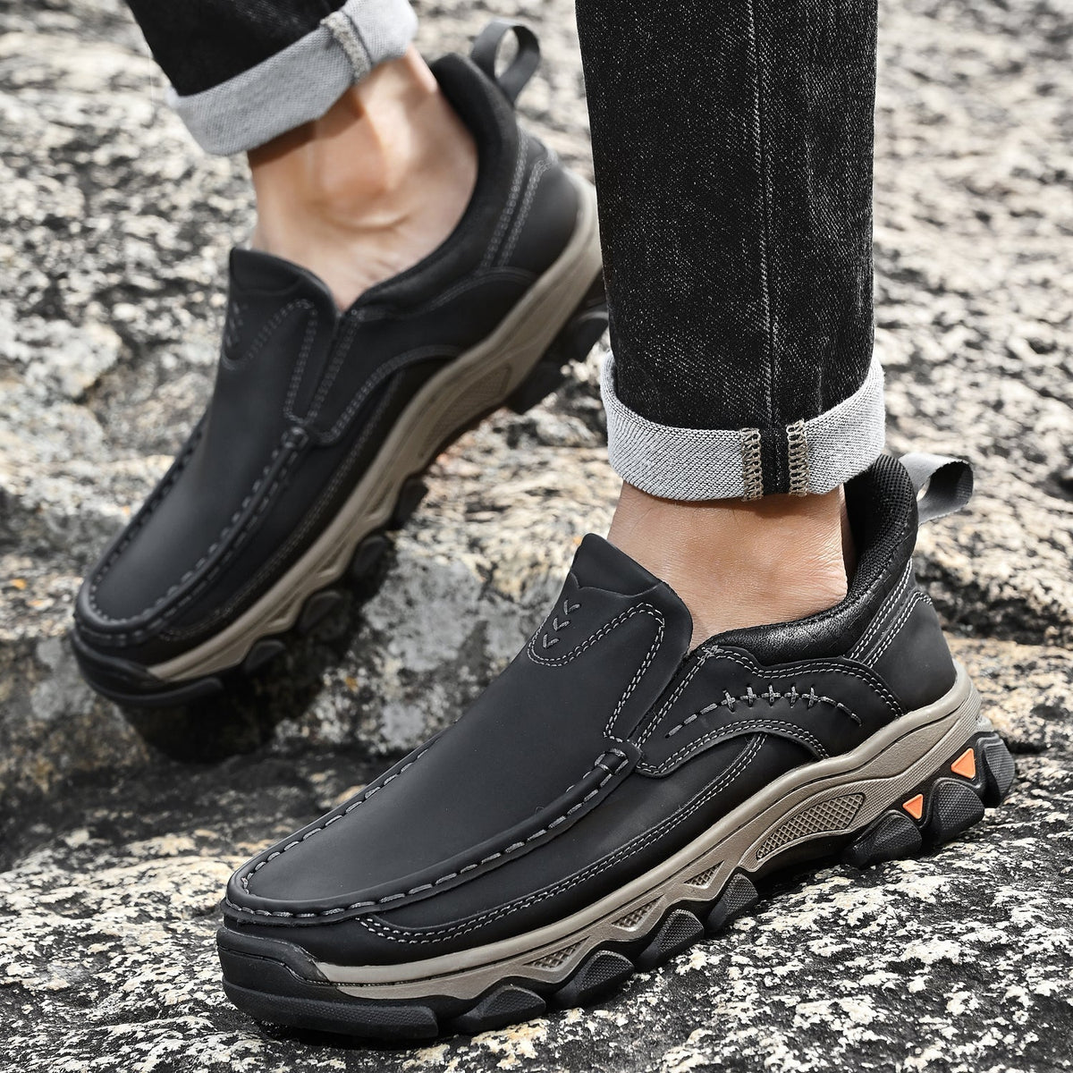 Orthopedische Instappers Heren Loopschoenen Comfortabel Casual Lichtbruin Donkerbruin Zwart Dagelijks | Sulvida