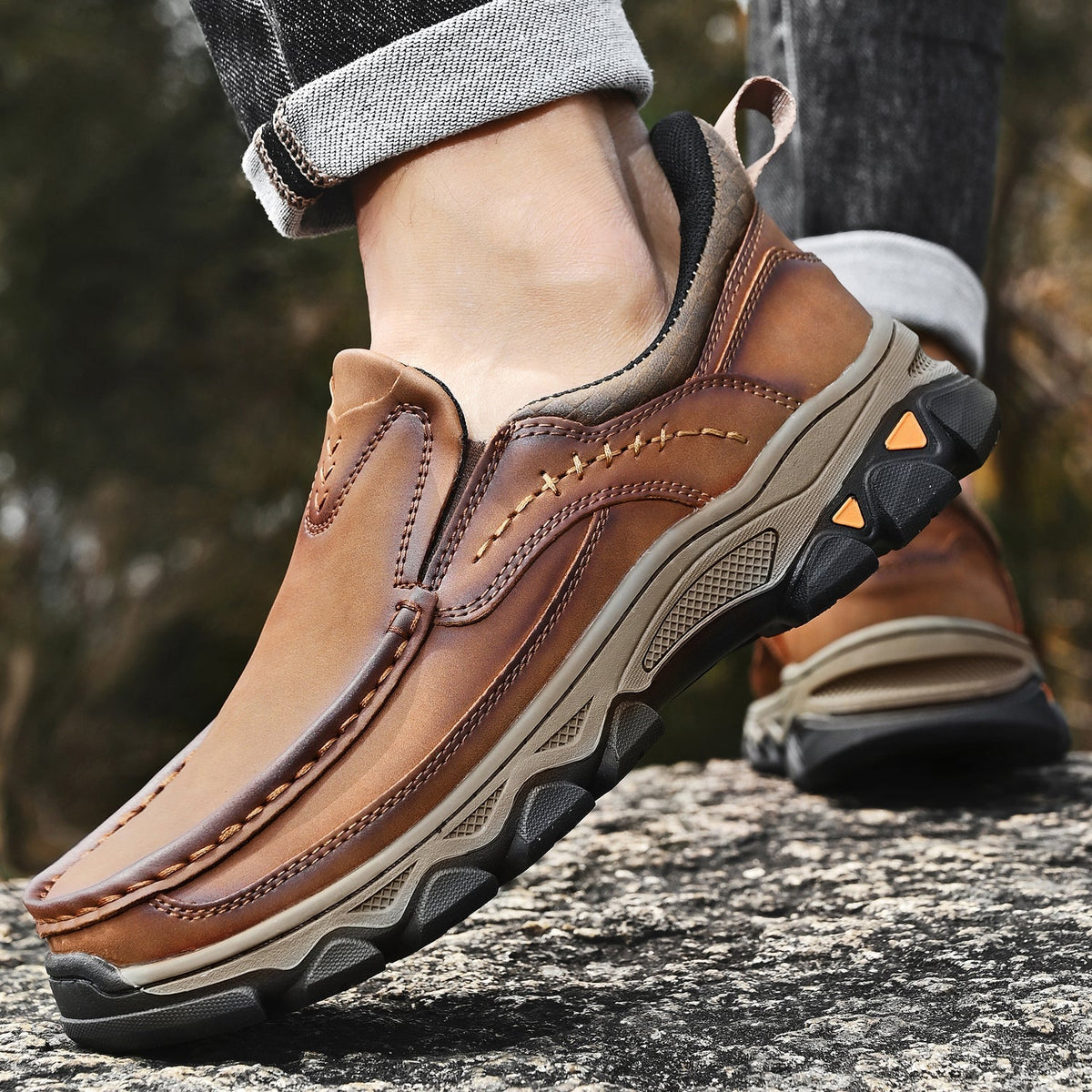 Orthopedische Instappers Heren Loopschoenen Comfortabel Casual Lichtbruin Donkerbruin Zwart Dagelijks | Sulvida