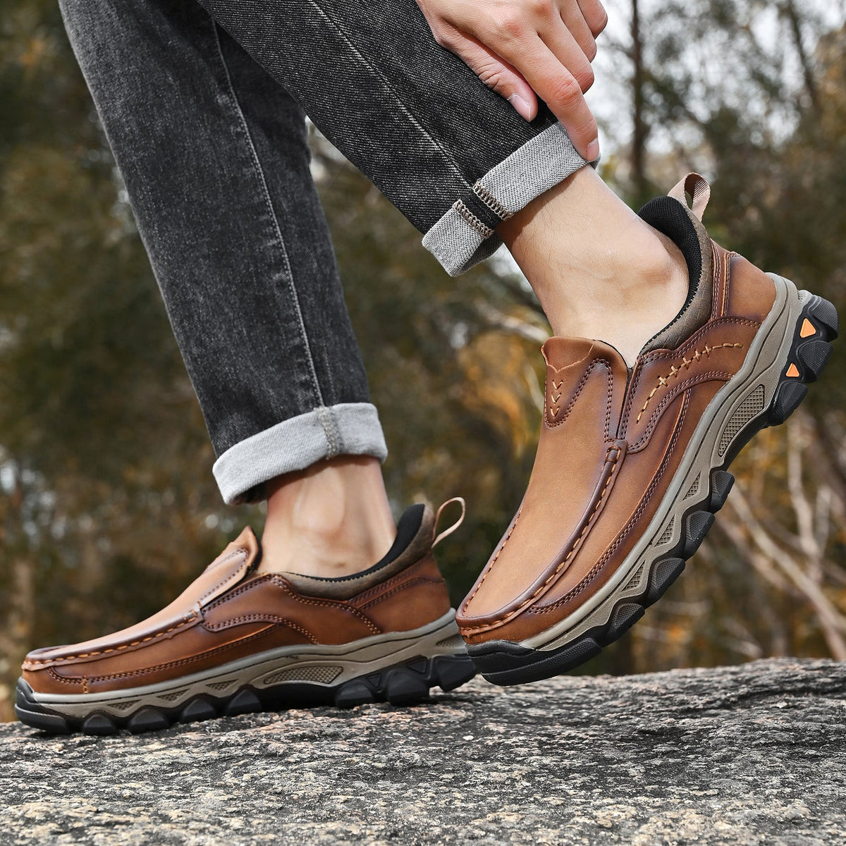 Orthopedische Instappers Heren Loopschoenen Comfortabel Casual Lichtbruin Donkerbruin Zwart Dagelijks | Sulvida