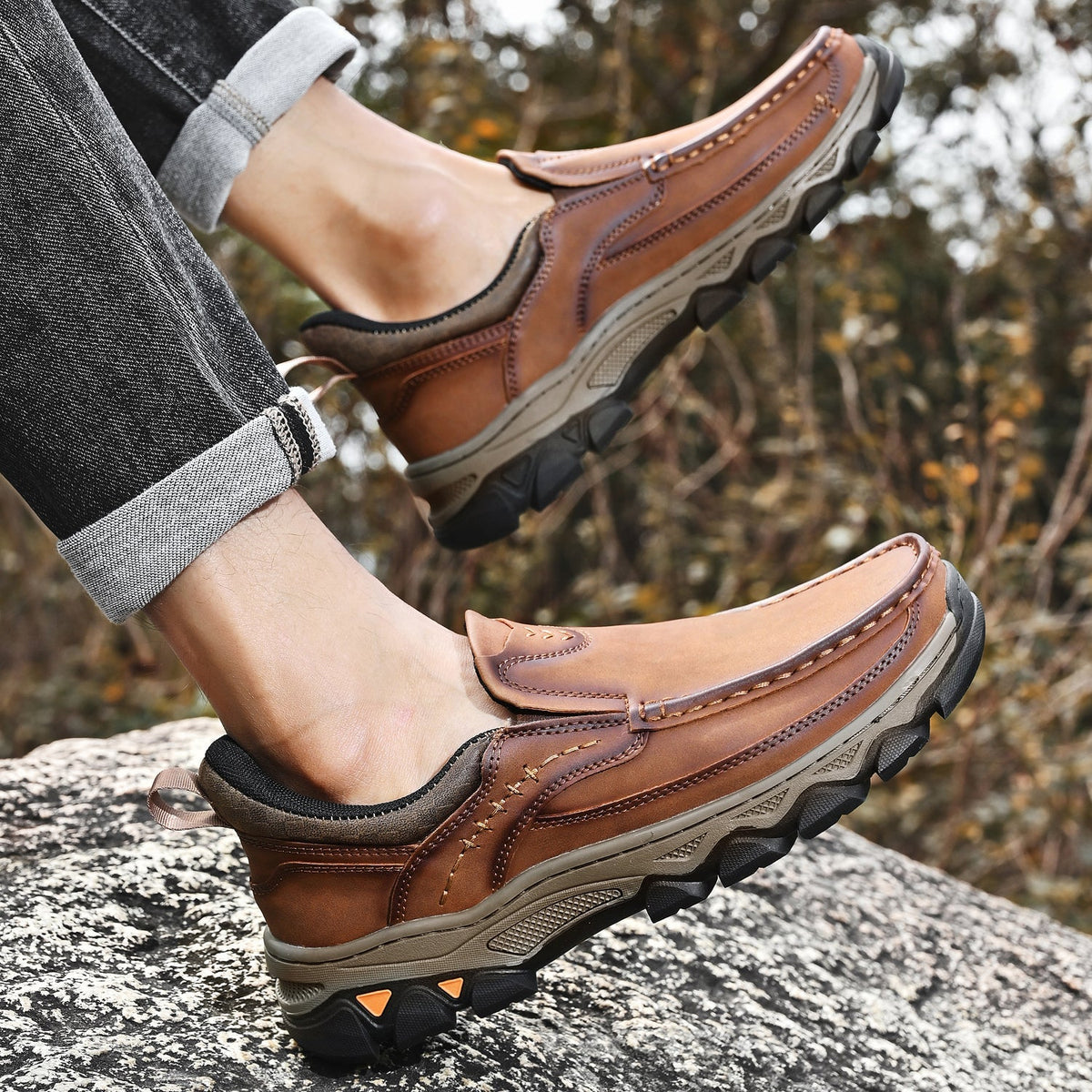 Orthopedische Instappers Heren Loopschoenen Comfortabel Casual Lichtbruin Donkerbruin Zwart Dagelijks | Sulvida