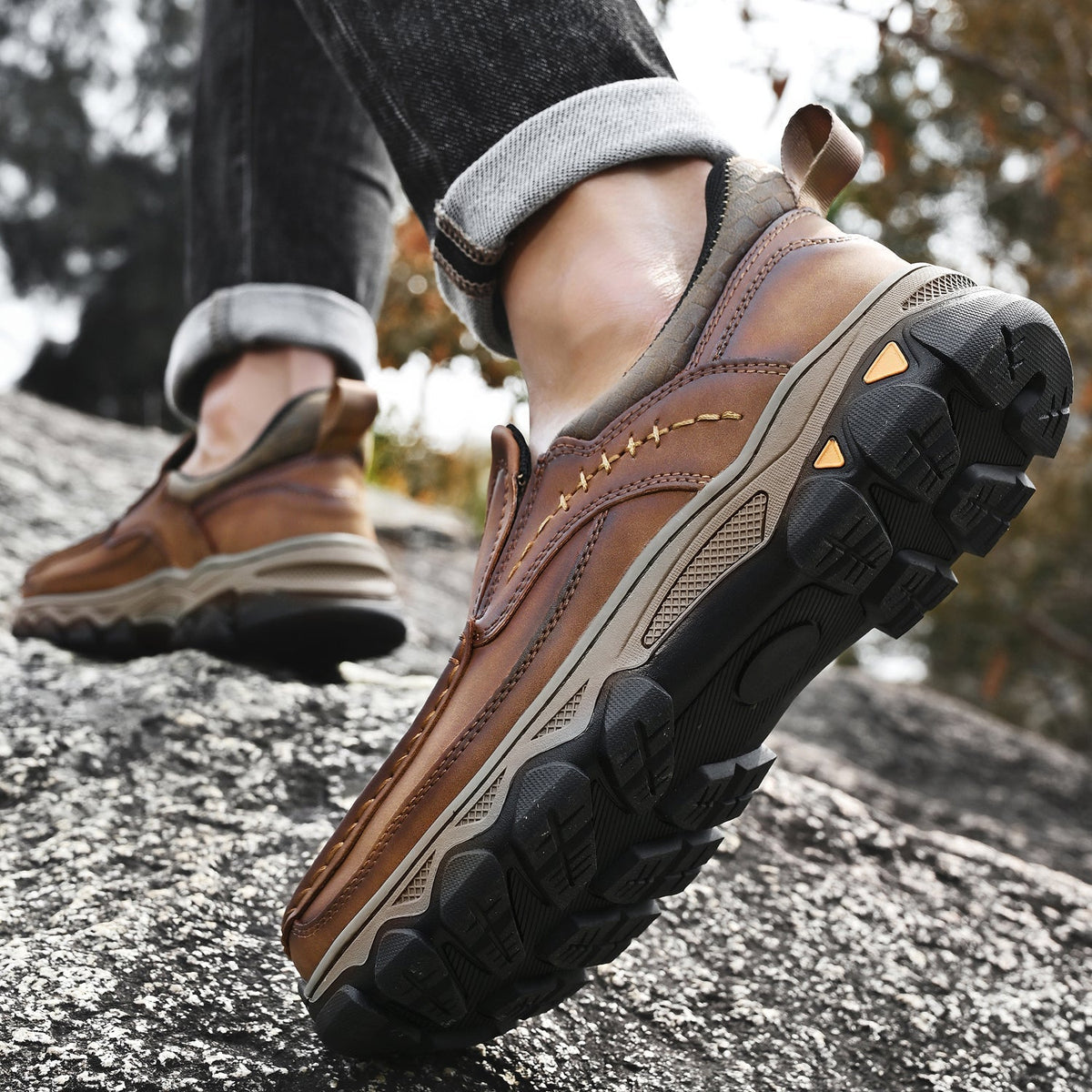 Orthopedische Instappers Heren Loopschoenen Comfortabel Casual Lichtbruin Donkerbruin Zwart Dagelijks | Sulvida