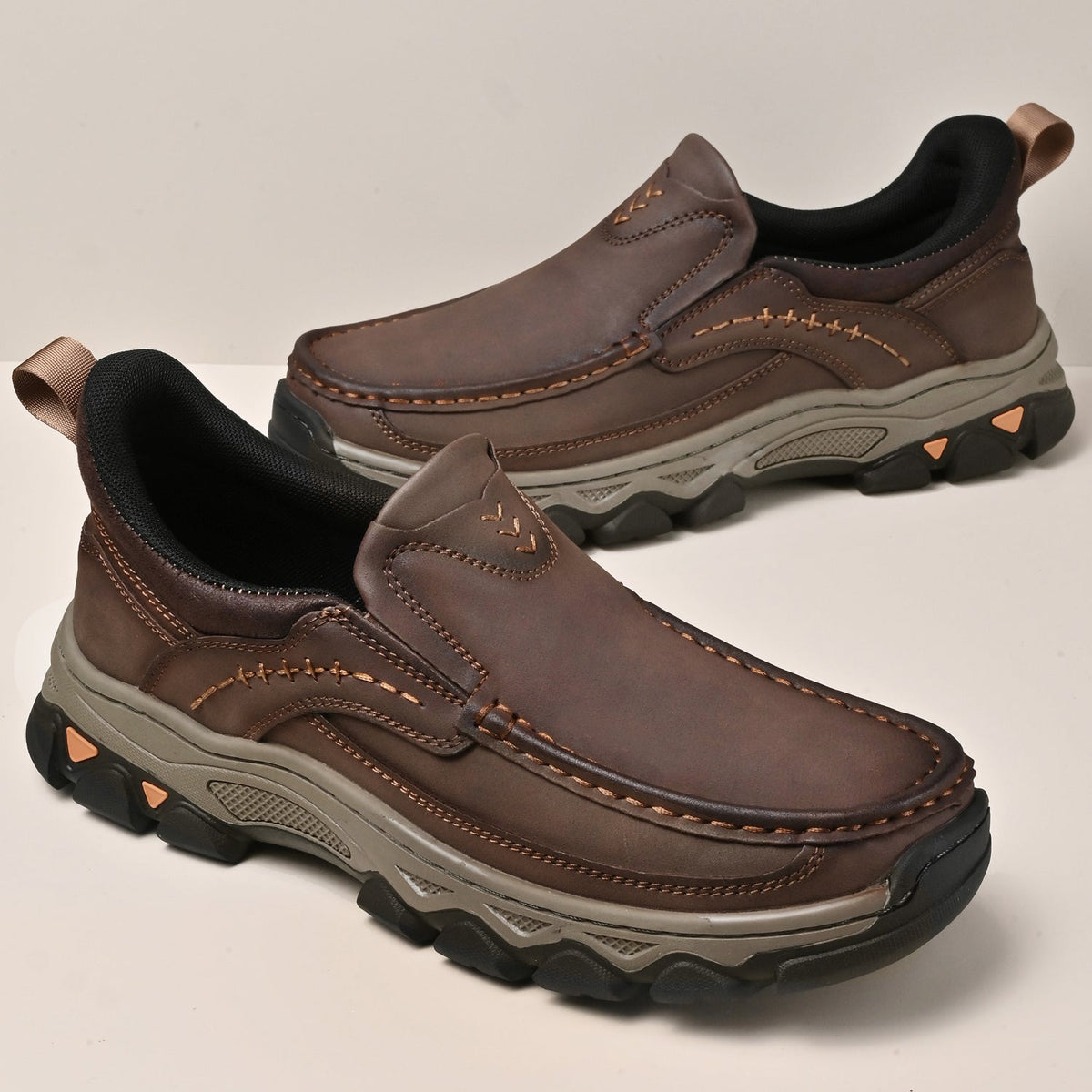 Orthopedische Instappers Heren Loopschoenen Comfortabel Casual Lichtbruin Donkerbruin Zwart Dagelijks | Sulvida