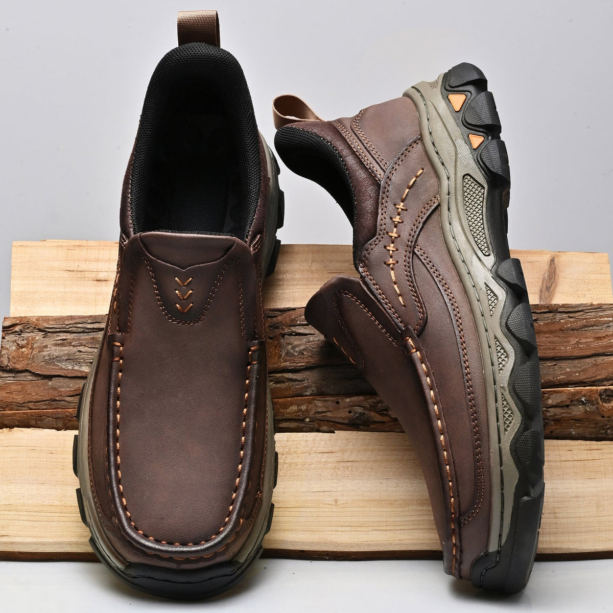 Orthopedische Instappers Heren Loopschoenen Comfortabel Casual Lichtbruin Donkerbruin Zwart Dagelijks | Sulvida