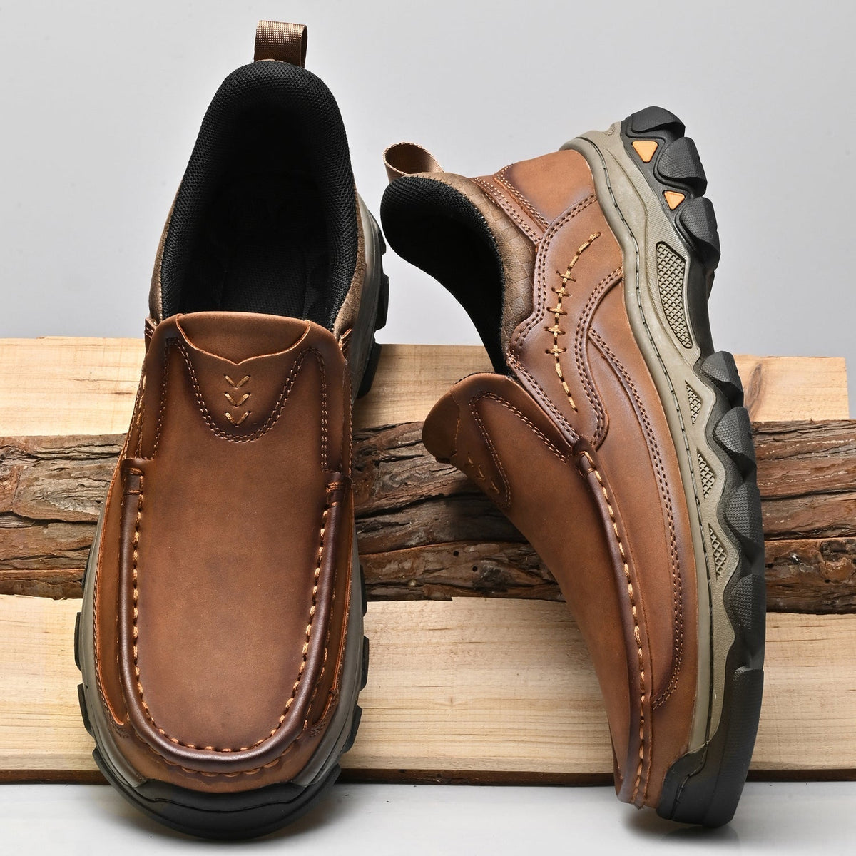 Orthopedische Instappers Heren Loopschoenen Comfortabel Casual Lichtbruin Donkerbruin Zwart Dagelijks | Sulvida