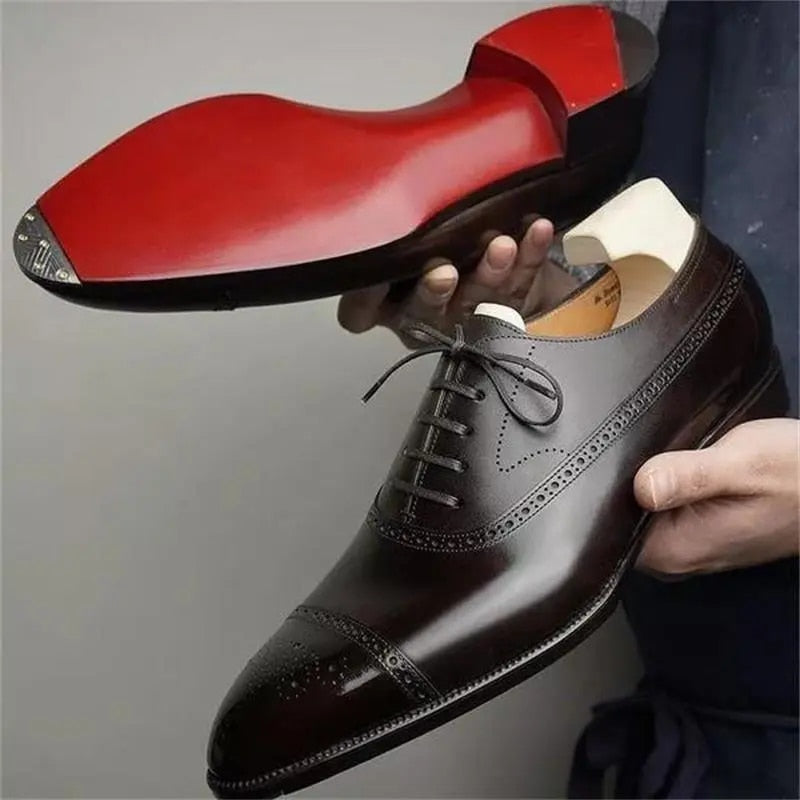 Heren Geklede Brogue Oxford Schoenen Zwart Bruin Leer – Zakelijk Formeel Klassiek Handgemaakt Design | Sulvida