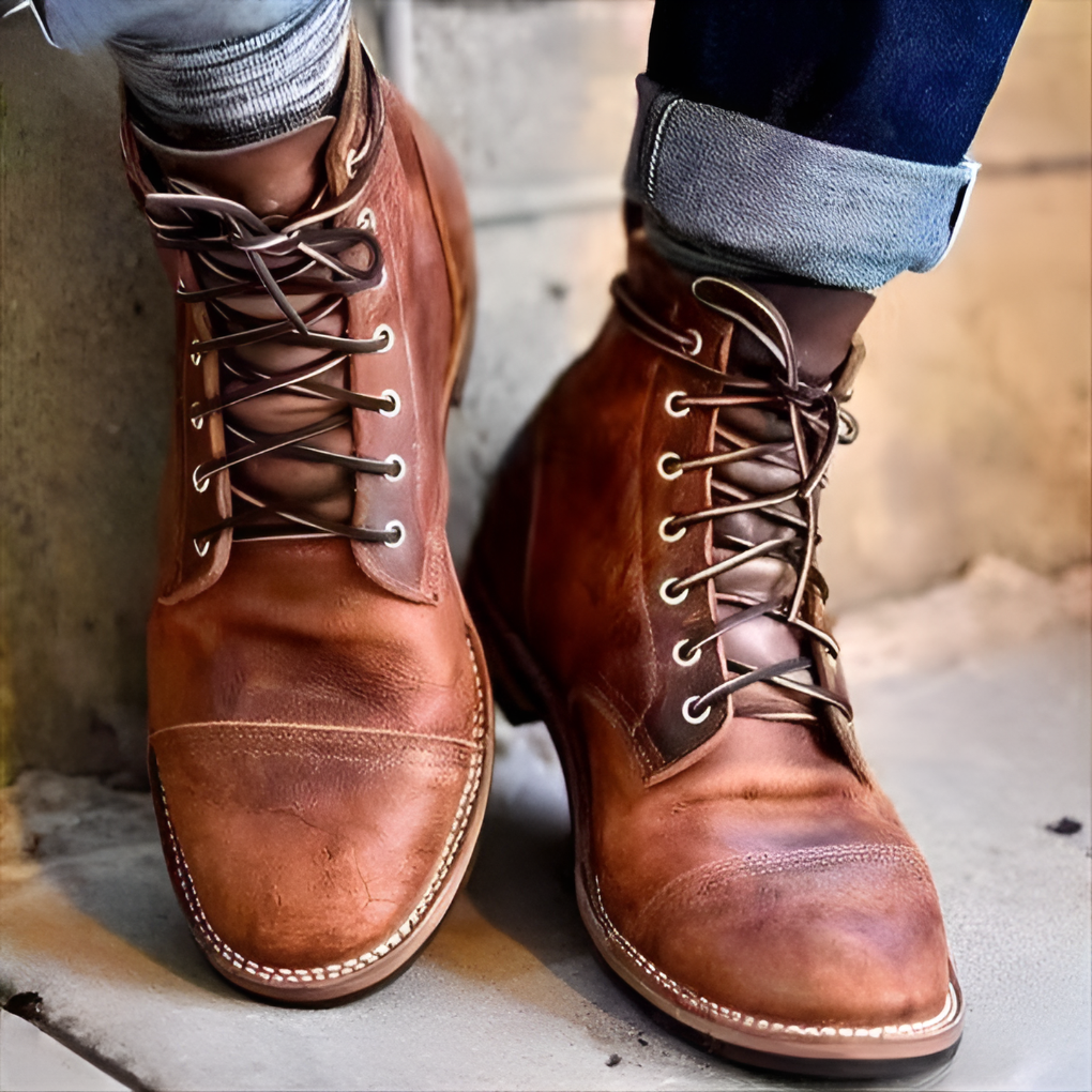 Vintage Veterboots Heren Lace-Up Combat Boots Hoog Model Herfstschoenen Stoere Laarzen Casual Stijl Veterschoenen | Sulvida