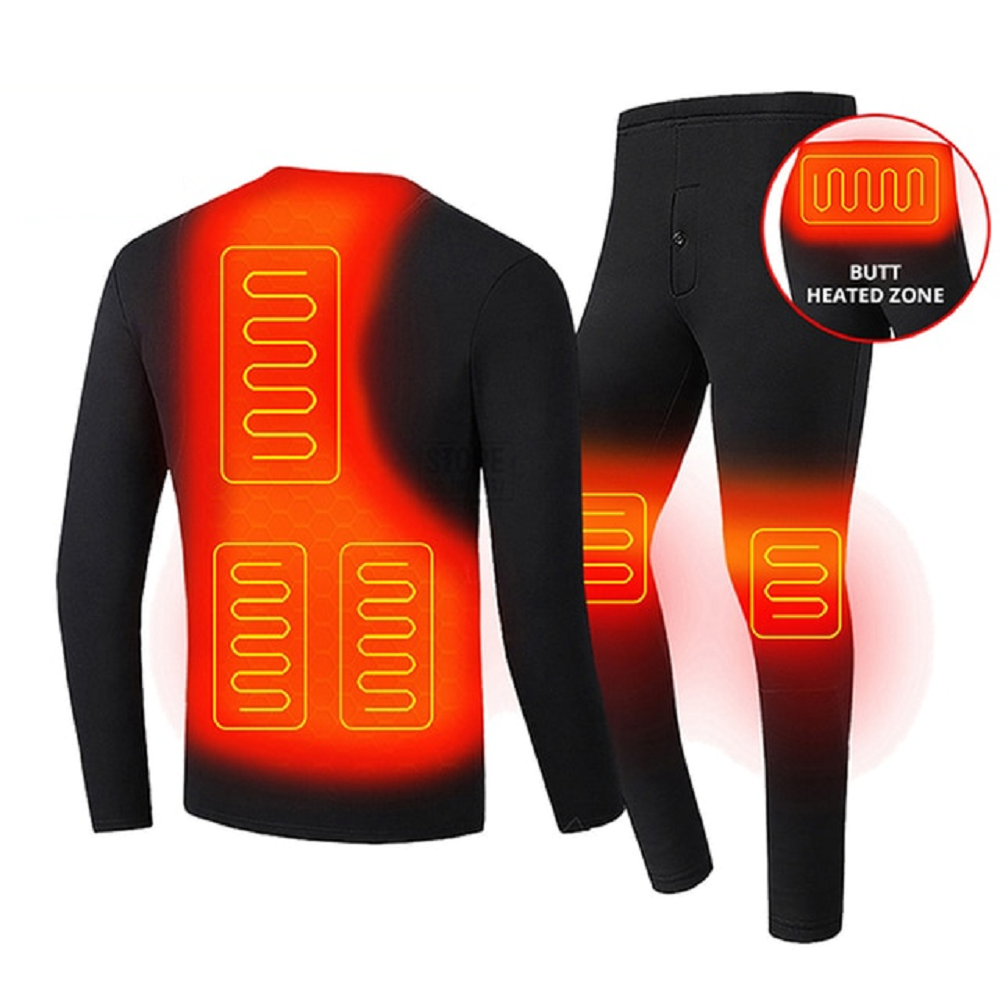 Verwarmbare Thermische Ondergoedset Heren & Dames USB Bediening Meerdere Verwarmingszones Warm Winterondergoed | Sulvida