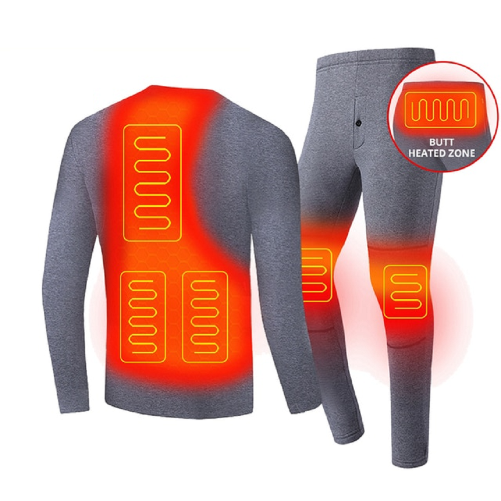 Verwarmbare Thermische Ondergoedset Heren & Dames USB Bediening Meerdere Verwarmingszones Warm Winterondergoed | Sulvida
