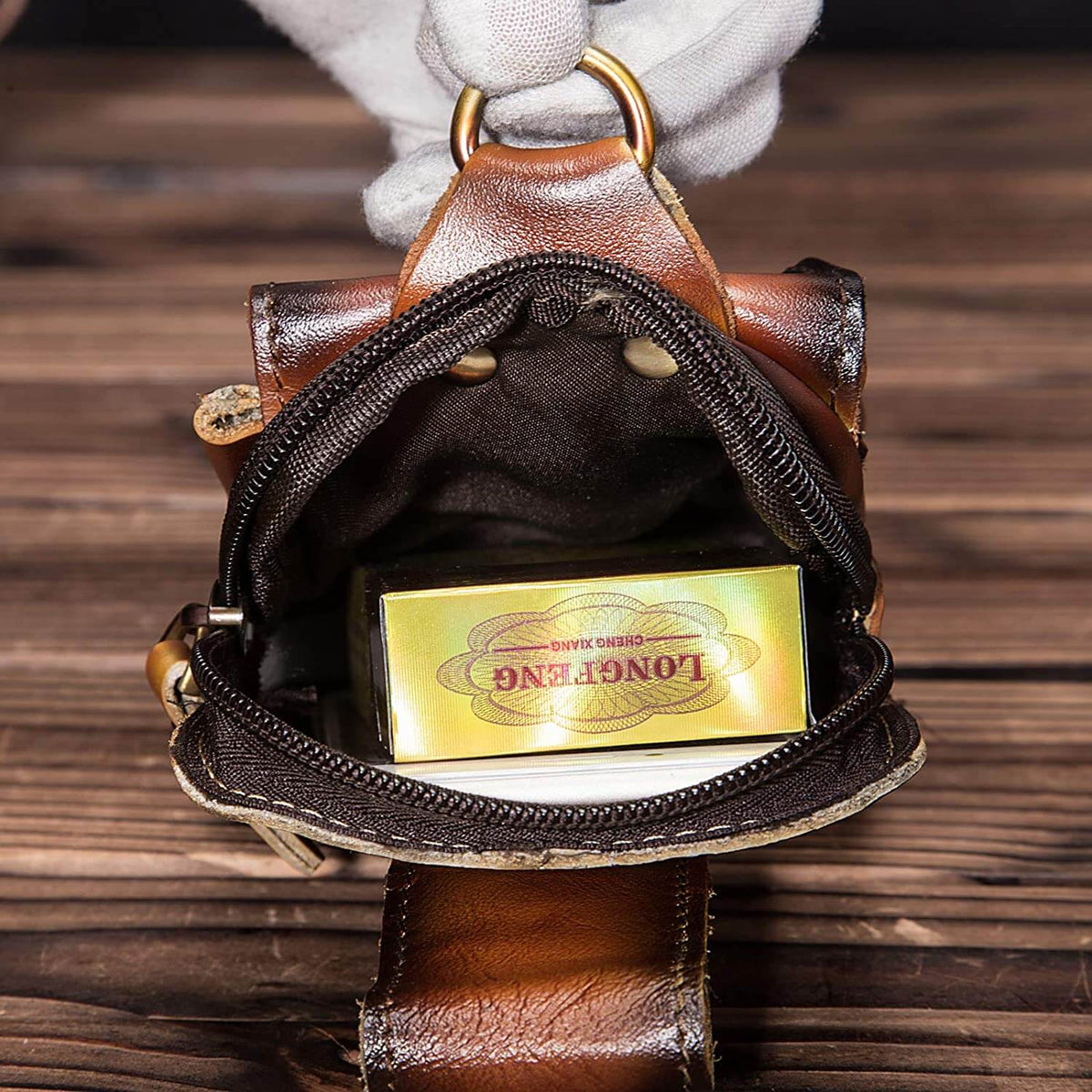 Leren heuptas vintage bruin echt leer met verstelbare riem telefoonvak magnetische sluiting reistasje | Sulvida