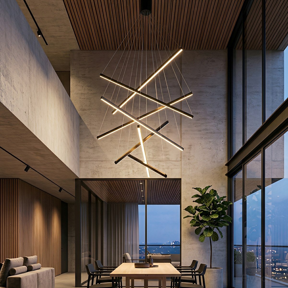 Geometrische Trapsgewijze Dimbare LED Hanglamp Zwart Modern Design met Afstandsbediening voor Woonkamer | Sulvida