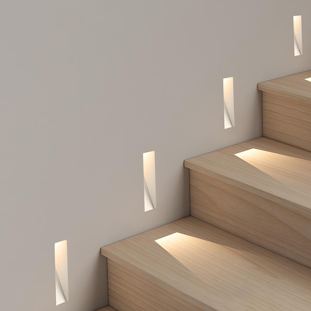 Inbouwbare LED-wandlamp aluminium rechthoek met bewegingssensor voor hal trap gang wit modern energiezuinig | Sulvida