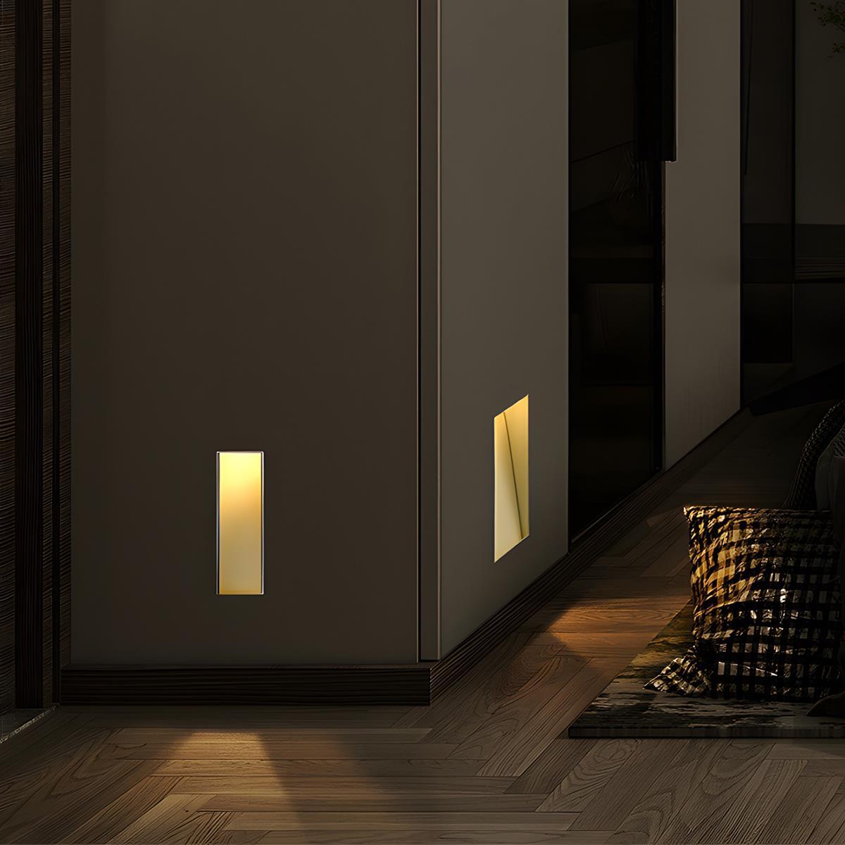 Inbouwbare LED-wandlamp aluminium rechthoek met bewegingssensor voor hal trap gang wit modern energiezuinig | Sulvida