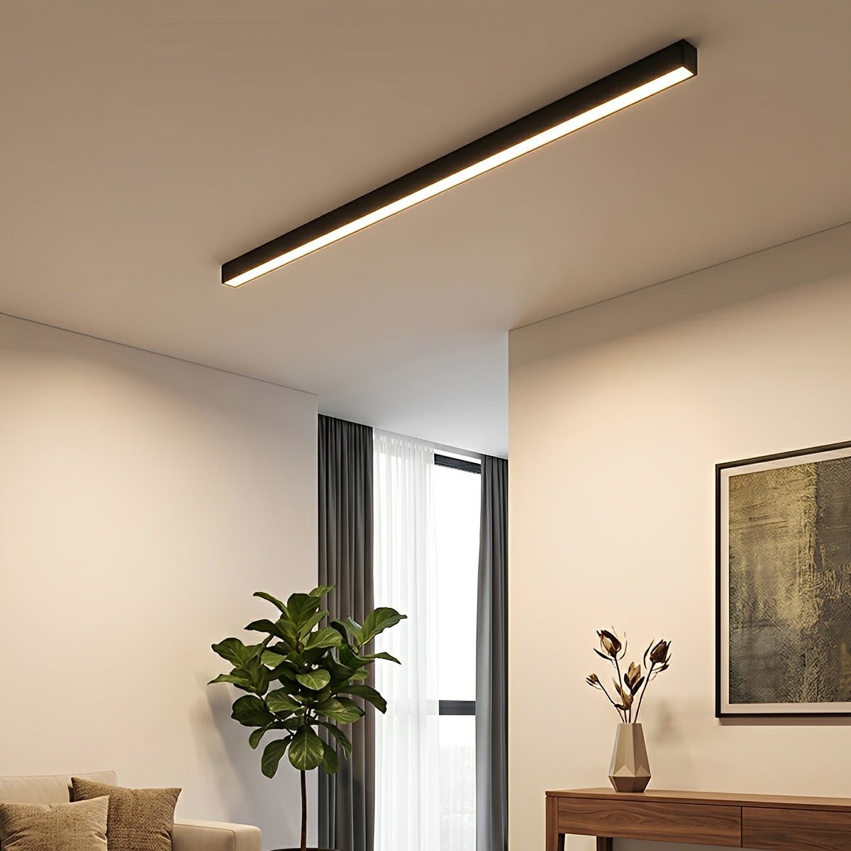 LED Plafondlamp Dimbaar met Afstandsbediening Aluminium Zwart Wit Moderne Stripverlichting Woonkamer Slaapkamer | Sulvida