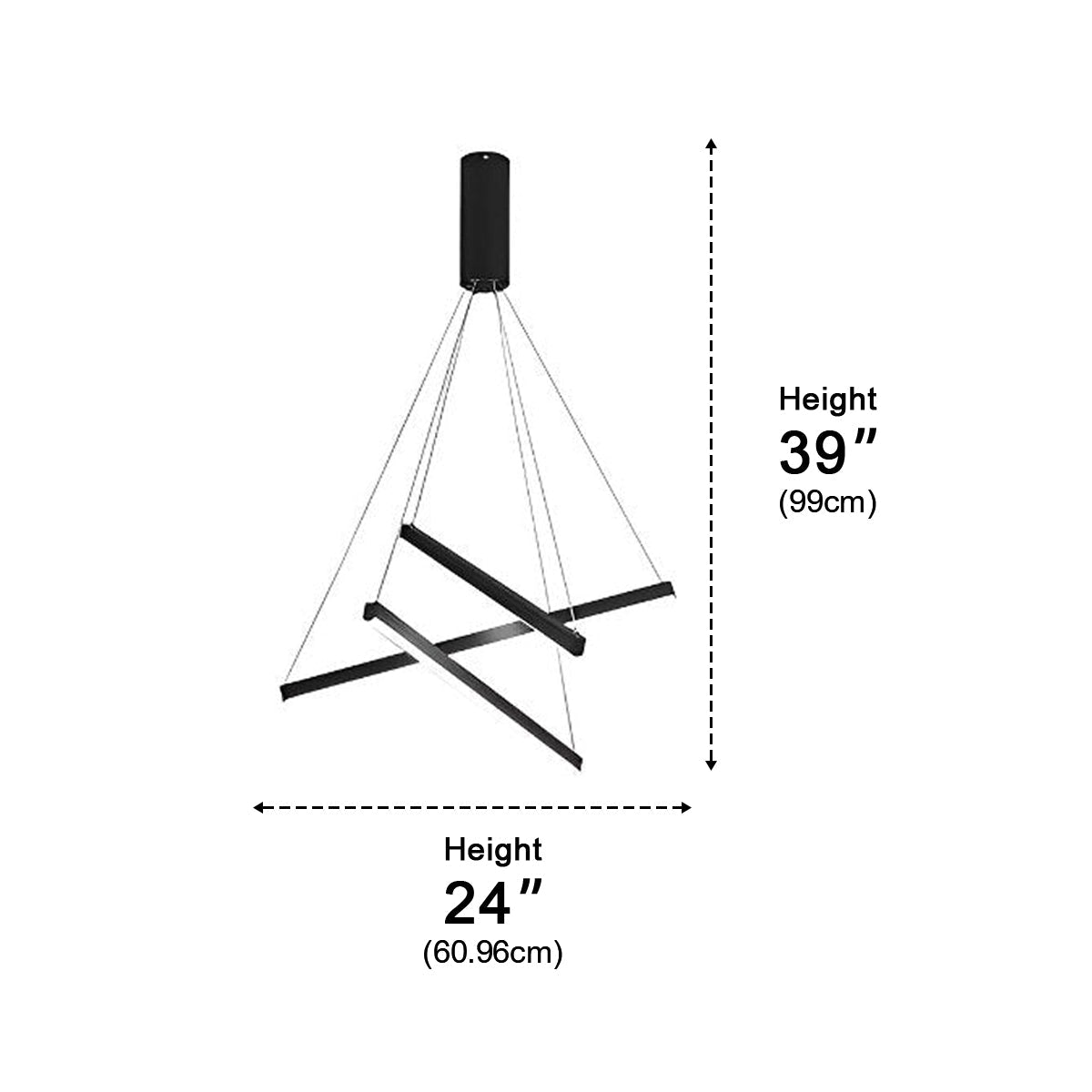 Geometrische Trapsgewijze Dimbare LED Hanglamp Zwart Modern Design met Afstandsbediening voor Woonkamer | Sulvida