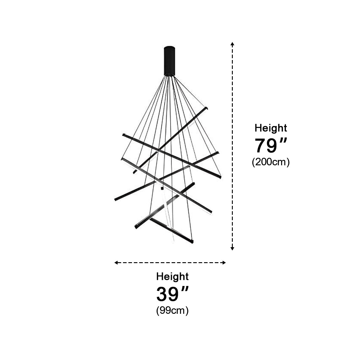 Geometrische Trapsgewijze Dimbare LED Hanglamp Zwart Modern Design met Afstandsbediening voor Woonkamer | Sulvida