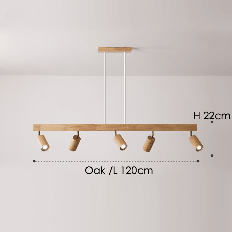 Houten Plafondlamp met Verstelbare Spots Moderne Spotlamp Hout Eetkamer Woonkamer Plafondverlichting Design | Sulvida