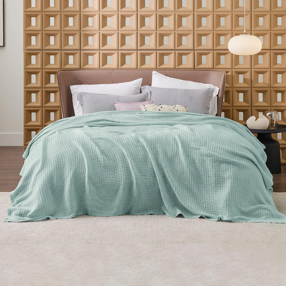 Katoenen Wafelweefsel Deken Queen Size Zacht Ademend Licht Luxe Zomerdeken voor Bed Bank Slaapkamer Comfort | Sulvida