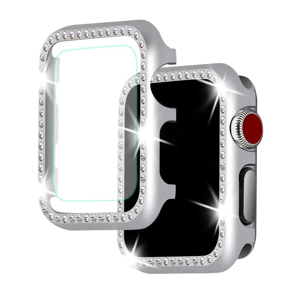 Étui de protection pour Apple Watch 38mm 40mm 42mm avec accents décoratifs en diamant, accessoire brillant pour montre connectée | Sulvida