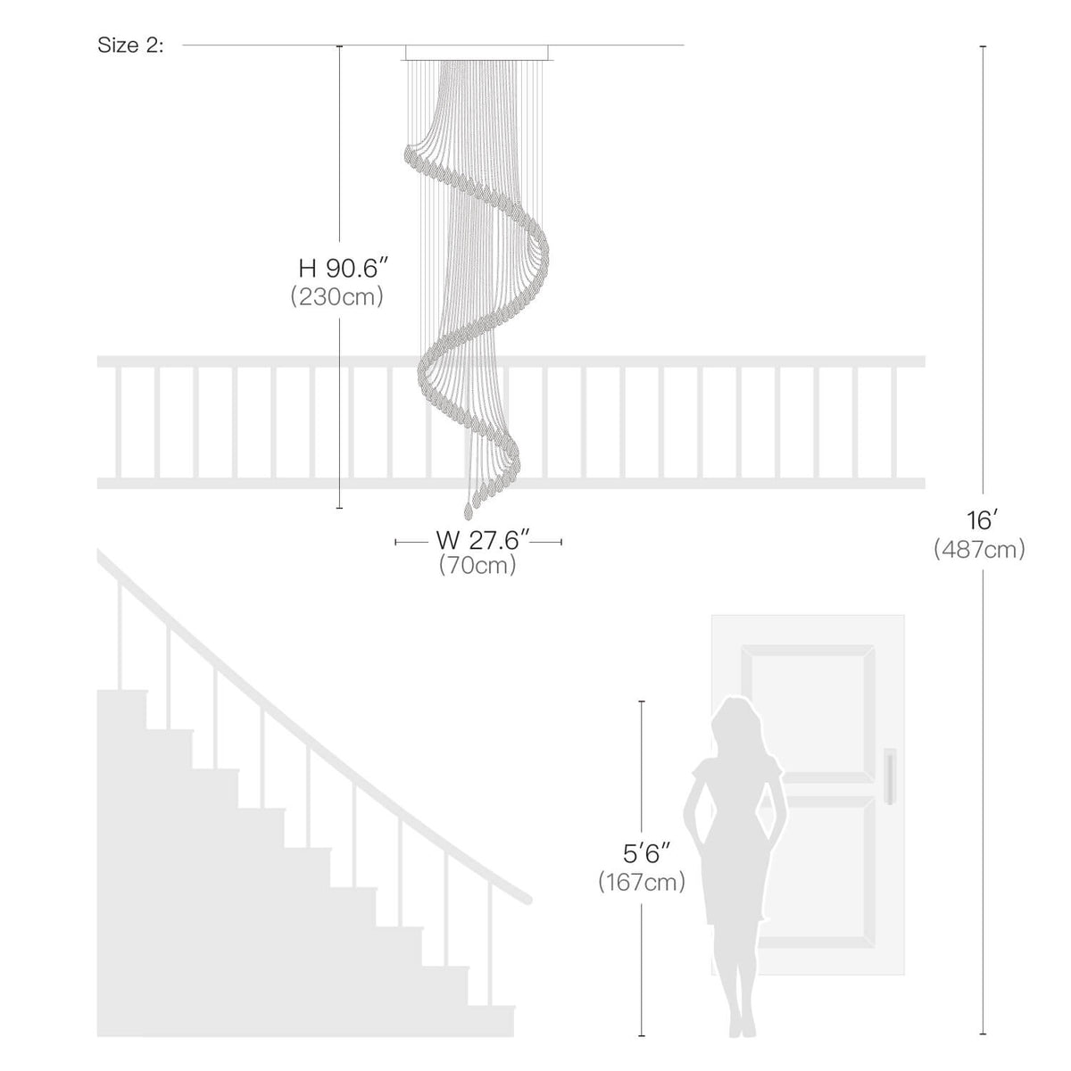 Spiraalvormige kristallen kroonluchter met regendrupeffect voor hoge ruimtes trap hal en woonkamer luxe design | Sulvida