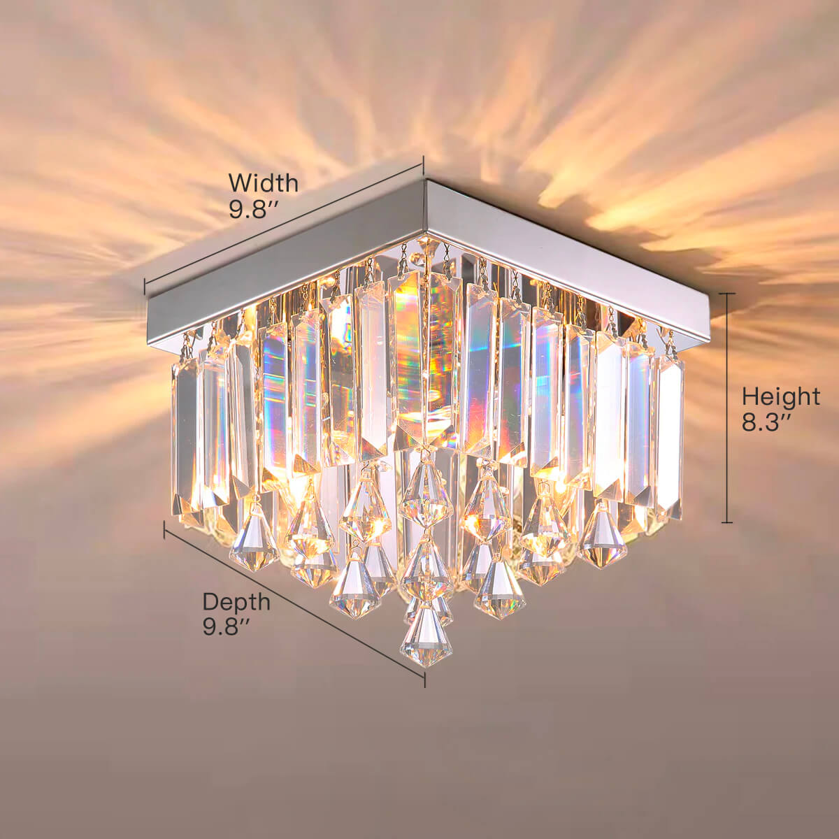 Kristallen Plafondlamp Chroom Ø25cm met E12 Fitting voor Gang Eetkamer Woonkamer Keuken Moderne Verlichting | Sulvida
