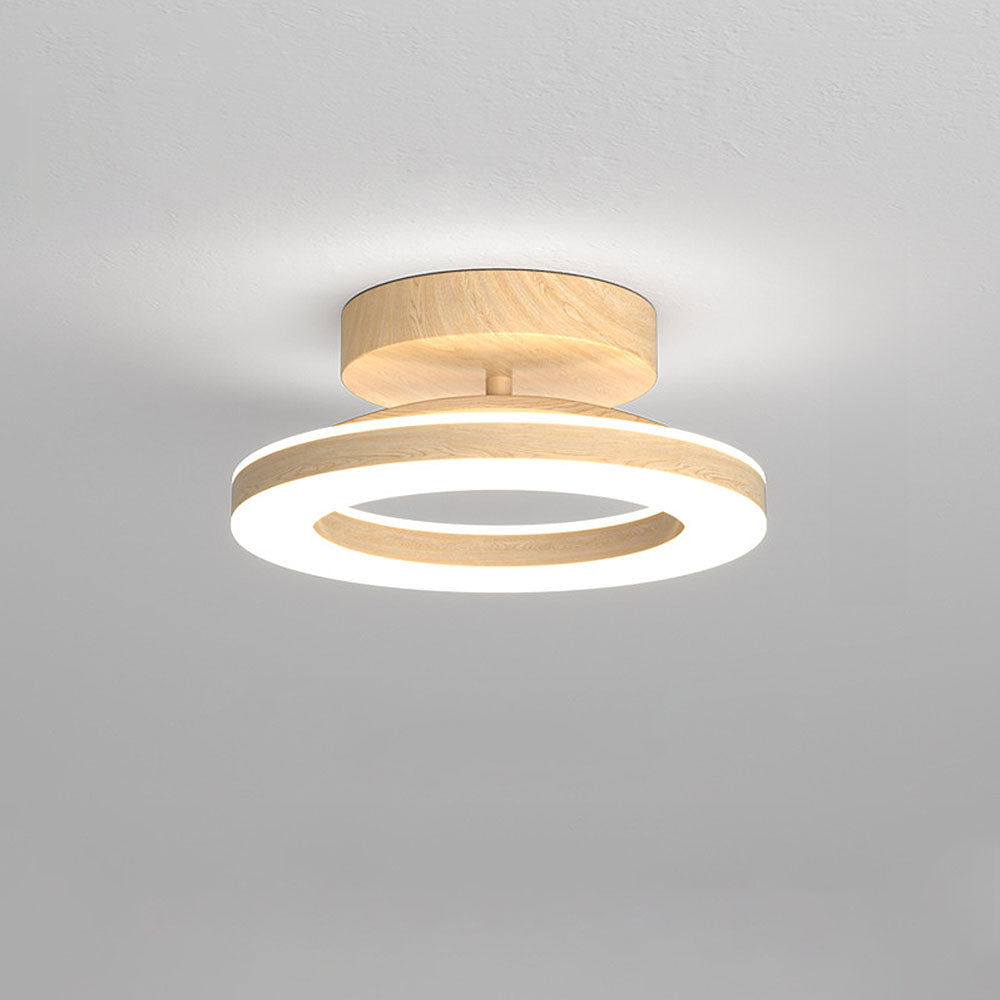 Ronde Plafondlamp Hout Design Warm Neutraal Licht voor Gang Keuken Hal 20 of 30 cm Scandinavisch Stijl | Sulvida
