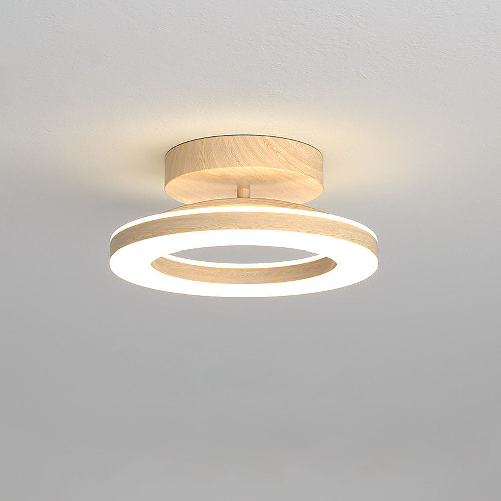Ronde Plafondlamp Hout Design Warm Neutraal Licht voor Gang Keuken Hal 20 of 30 cm Scandinavisch Stijl | Sulvida